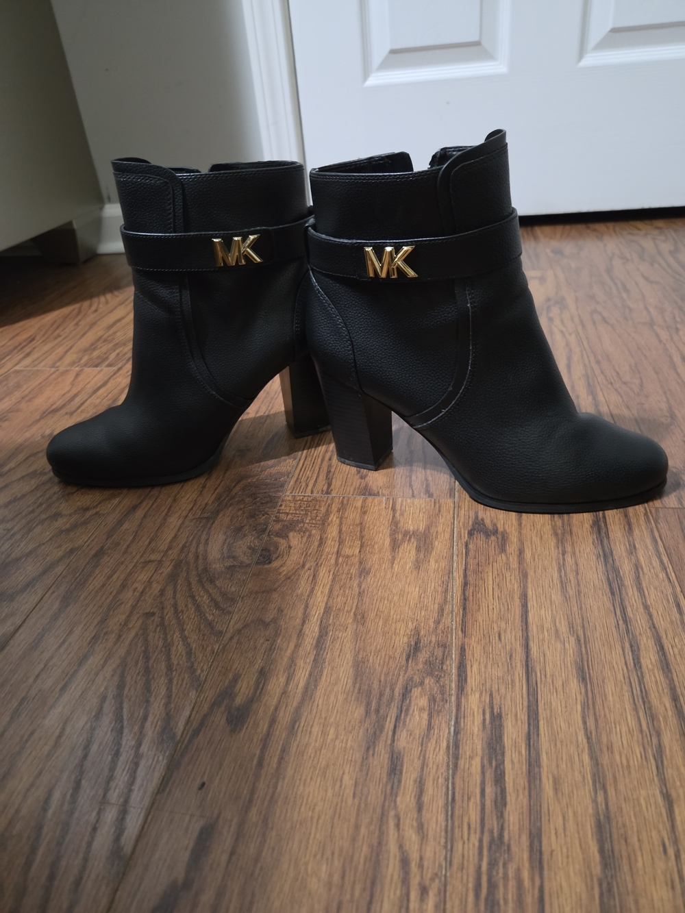 Michael Kors Black Leather MK Logo Ankle Boots